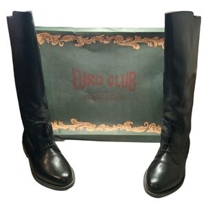 Women's Black Lace Up Riding Boots